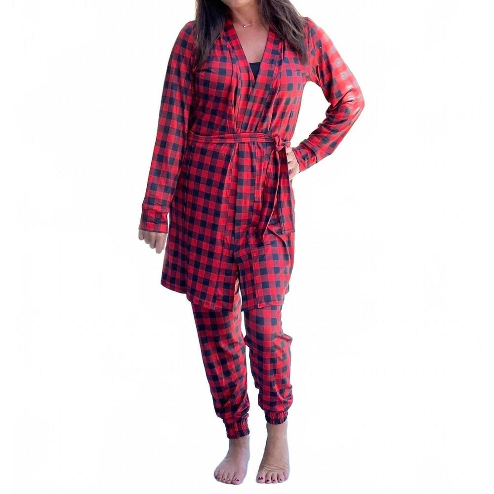 NEW COCO + CARMEN vega robe in buffalo check